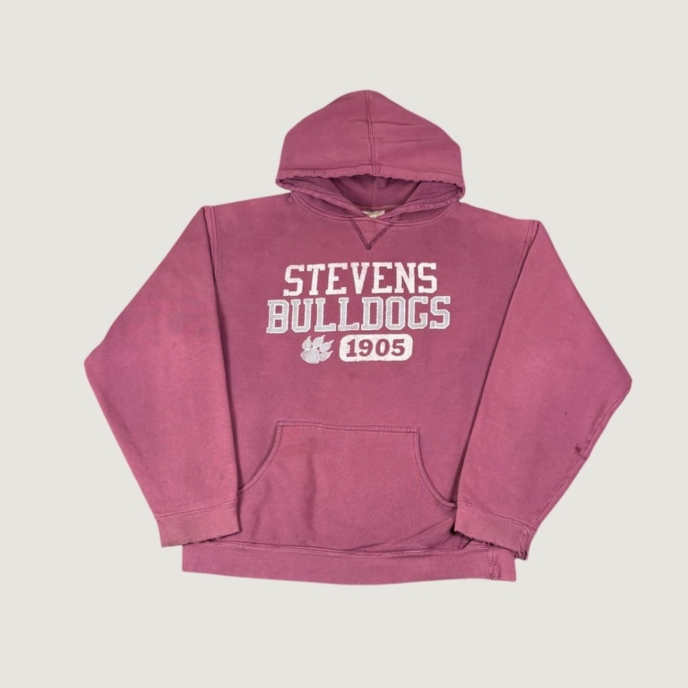 TCX Apparel Stevens Bulldogs 1905 Distressed Hoodie Mens Medium Burgundy Vtg